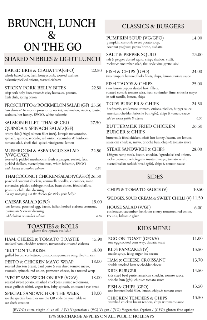 Tds Menu Menu – Tods Cafe