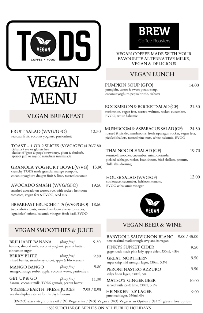 Tds Menu Menu – Tods Cafe